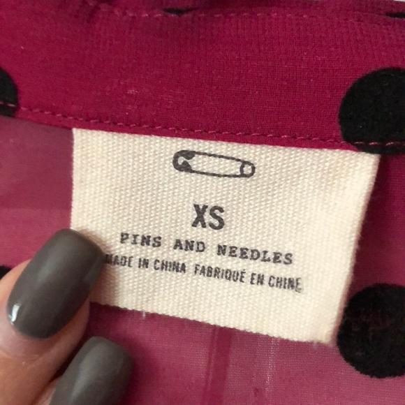 Sheer raspberry colored button down - Picture 2 of 2